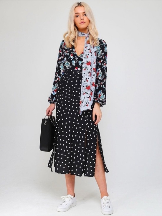 Dresses & Skirts - Rixo Georgia Midi Skirt in  Pearl Spot Mono Black & White Polkadot Medium
